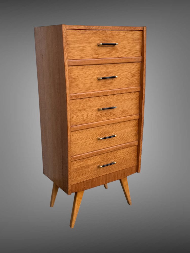 CHIFFONIER / SEMAINIER DE STYLE SCANDINAVE DES ANNÉES 50 / 60 EN BOIS CLAIR
