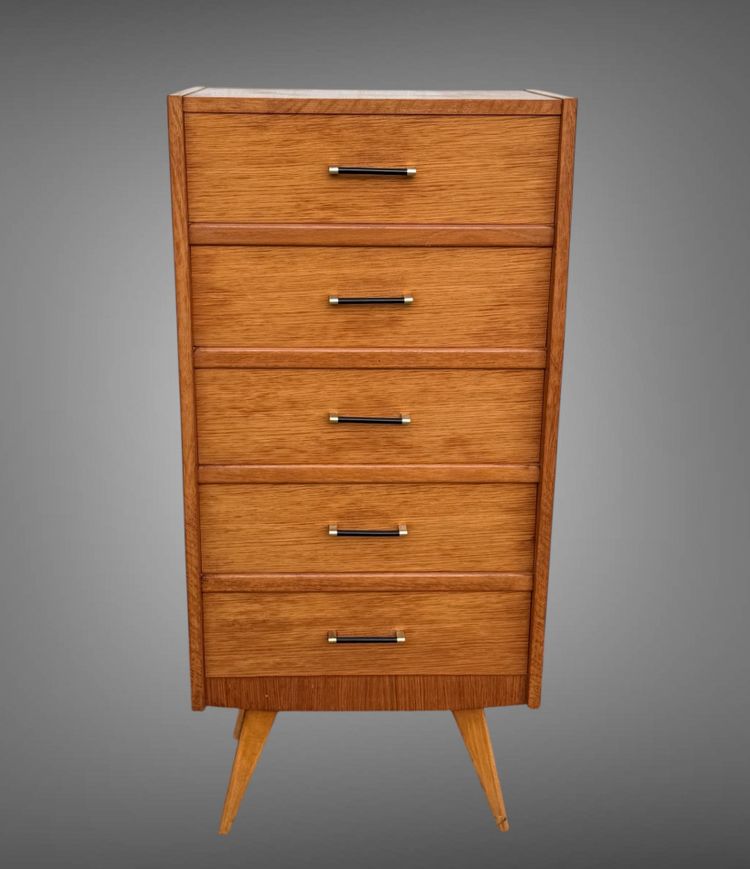 CHIFFONIER / SEMAINIER DE STYLE SCANDINAVE DES ANNÉES 50 / 60 EN BOIS CLAIR