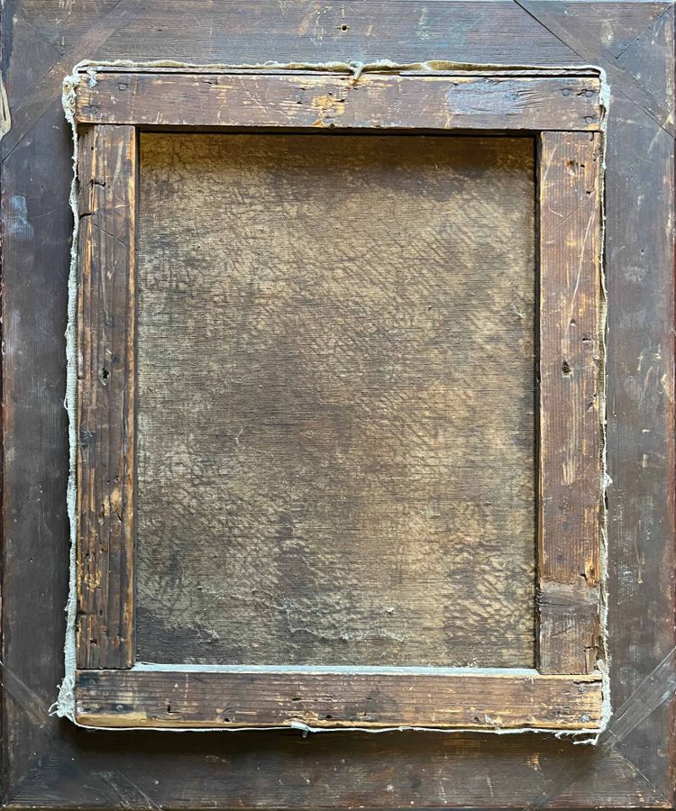 Dipinto ad olio su tela, circa 1874, Composizione floreale su trabeazione, firmato e incorniciato.