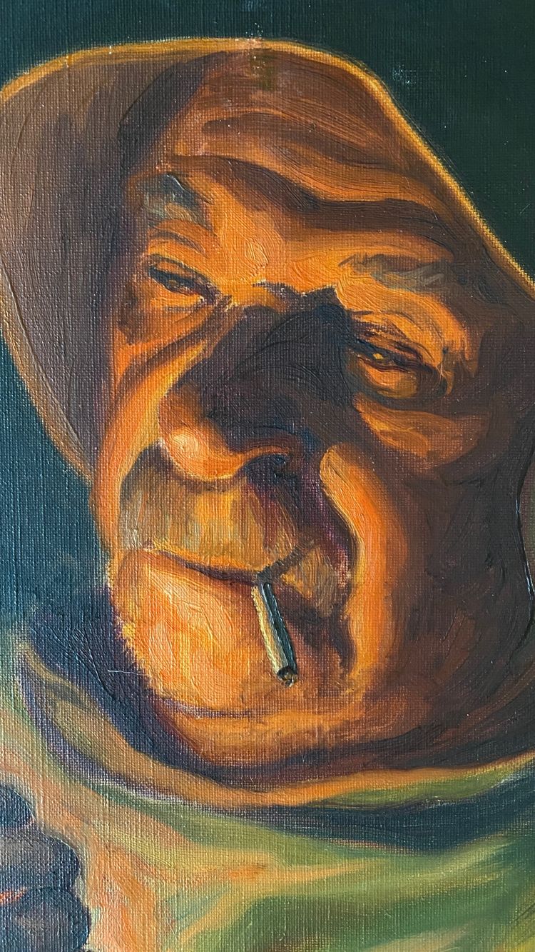 Louis Montaigu. Ritratto di un marinaio di Berck che accende una sigaretta. Olio su tela, XX secolo.