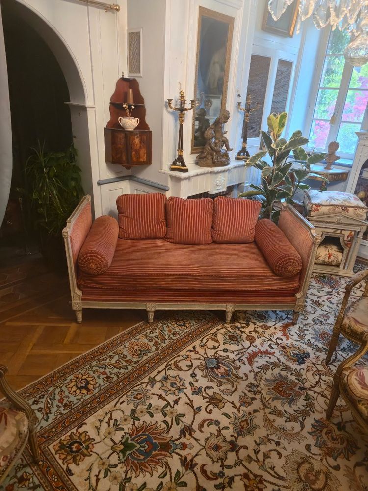 Louis XVI style reclining bed with 18th century elements, formerly reassembled.
