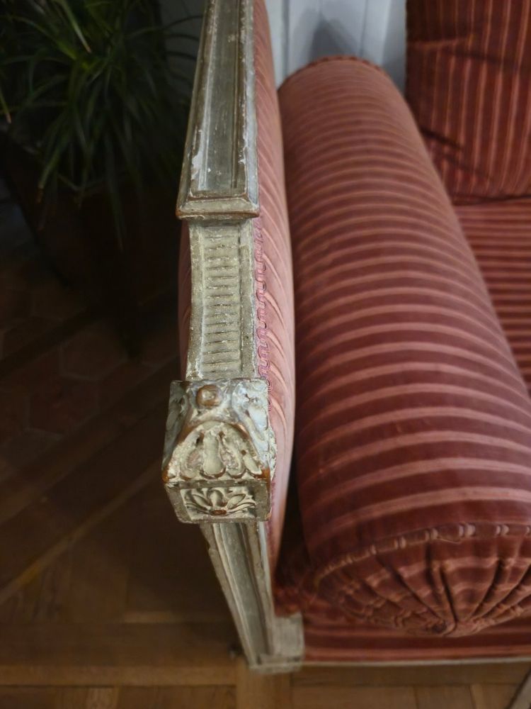 Louis XVI style reclining bed with 18th century elements, formerly reassembled.