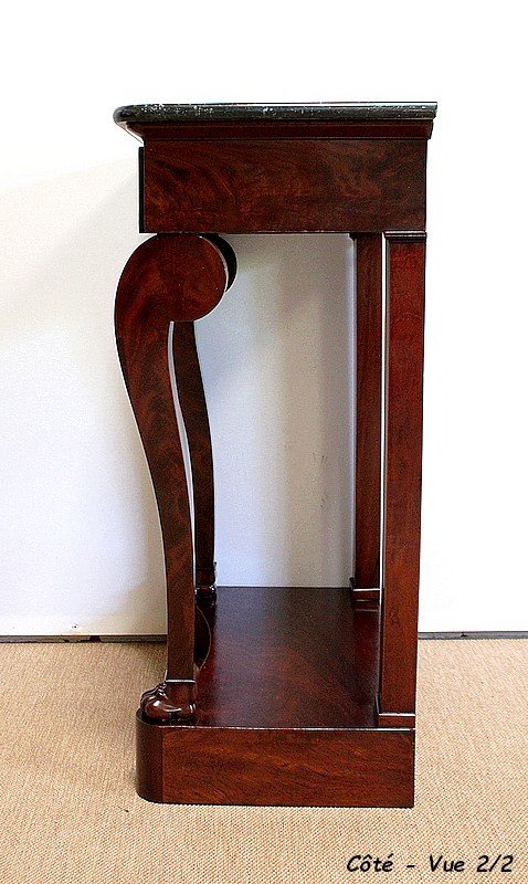 Consolle Piccola in Radica Impiallacciata di Mogano proveniente da Cuba, Epoca Restauro - Inizio XIX Secolo