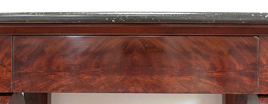 Consolle Piccola in Radica Impiallacciata di Mogano proveniente da Cuba, Epoca Restauro - Inizio XIX Secolo