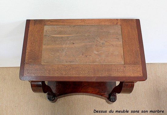 Consolle Piccola in Radica Impiallacciata di Mogano proveniente da Cuba, Epoca Restauro - Inizio XIX Secolo