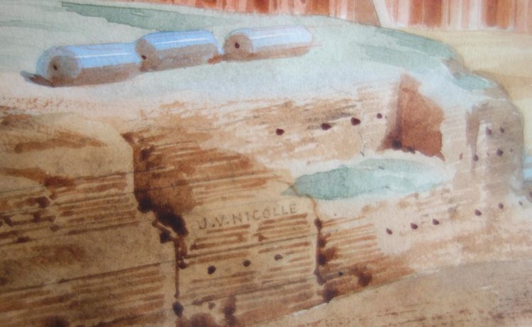 Victor-Jean Nicolle: Veduta del Colosseo a Roma - acquerello, fine XVIII secolo