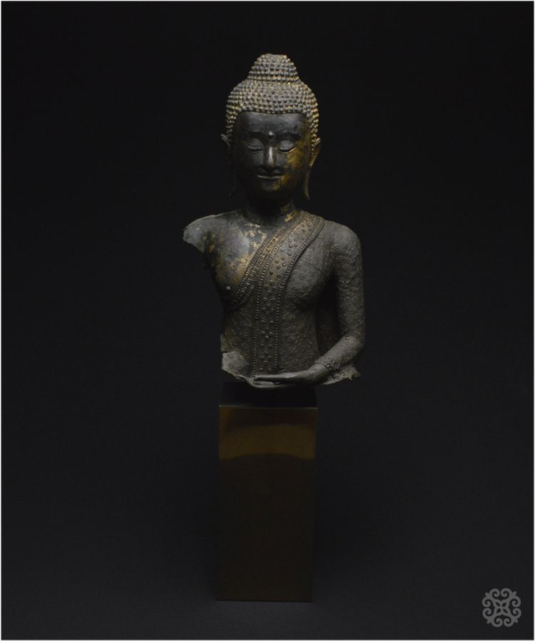 Ancien Royaume de Siam, Première moitié du XIXème siècle, Buste du Bouddha Maravijaya, Bronze