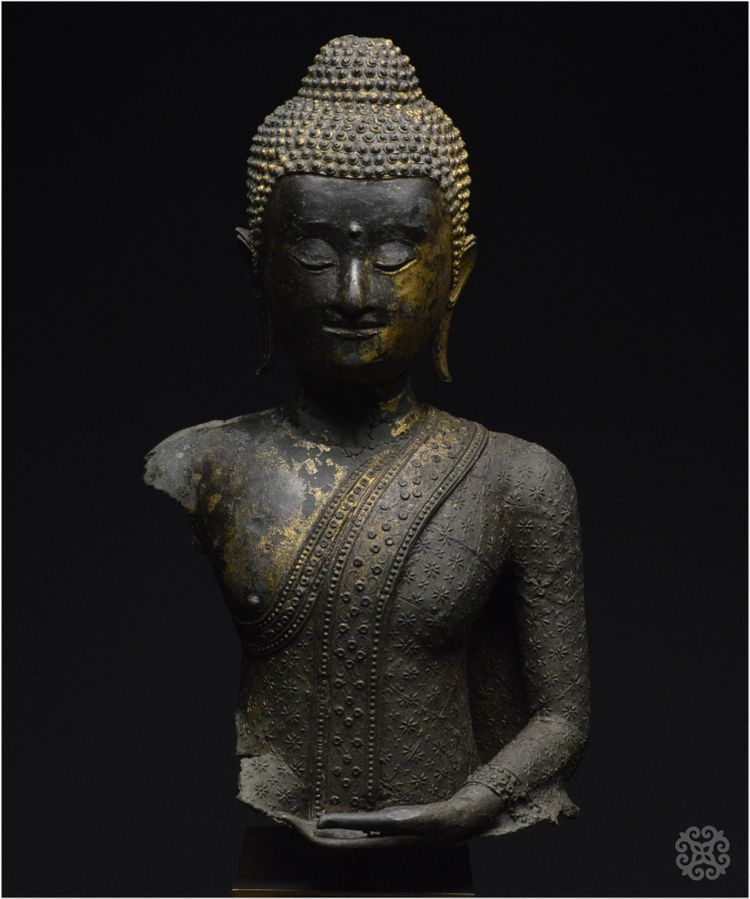Ancien Royaume de Siam, Première moitié du XIXème siècle, Buste du Bouddha Maravijaya, Bronze