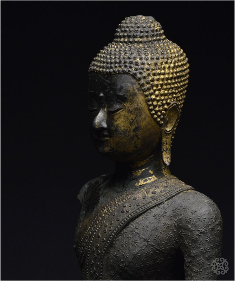 Ancien Royaume de Siam, Première moitié du XIXème siècle, Buste du Bouddha Maravijaya, Bronze