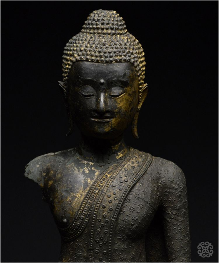 Ancien Royaume de Siam, Première moitié du XIXème siècle, Buste du Bouddha Maravijaya, Bronze