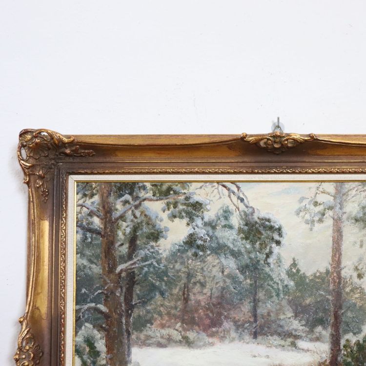 Faisans dans la neige, peinture à l'huile sur panneau, signée Wilhelm Buddenberg