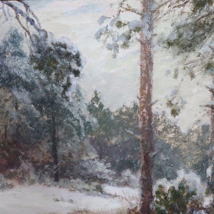 Faisans dans la neige, peinture à l'huile sur panneau, signée Wilhelm Buddenberg