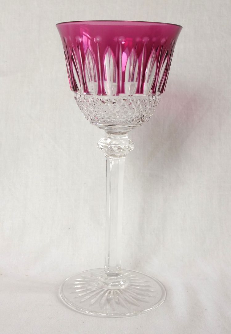 6 verres à vin du Rhin en cristal de St Louis, modèle Tommy - cristal overlay - signés