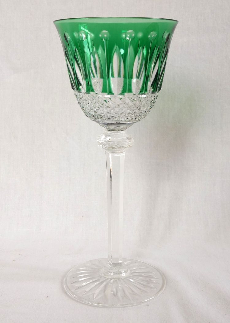 6 verres à vin du Rhin en cristal de St Louis, modèle Tommy - cristal overlay - signés