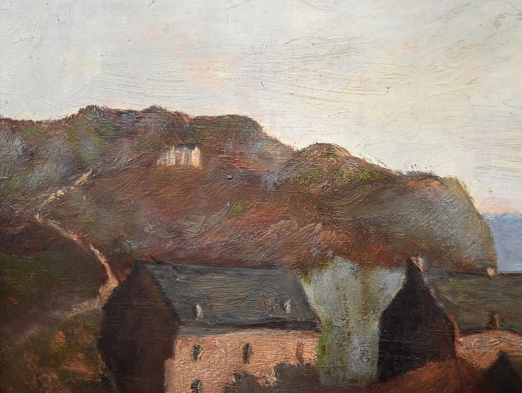 Dipinto "Il porto di Camaret", olio su tela, firmato H. Callot - Inizi del XX secolo