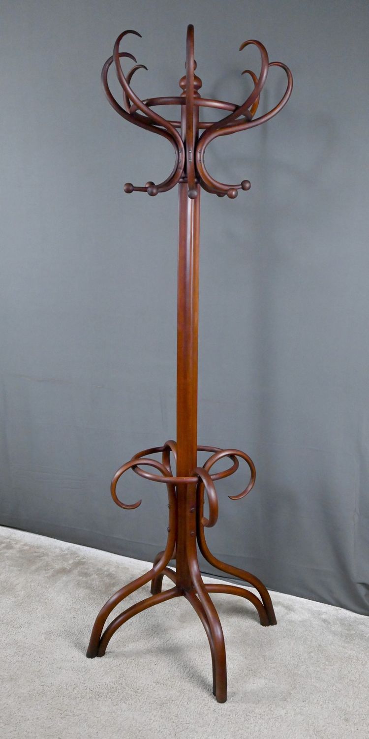 Grande appendiabiti a forma di pappagallo in legno di faggio curvato, stile Thonet - Inizi del XX secolo