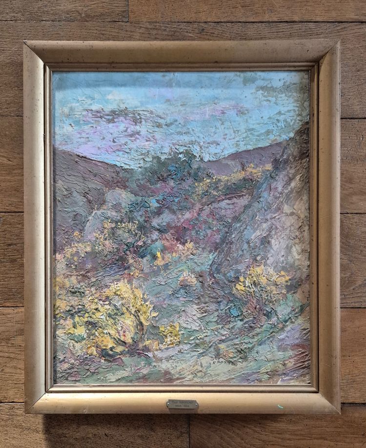 DEUX HUILES SUR CARTON "PAYSAGE D'AUVERGNE" PAR P.RAYMOND 1928