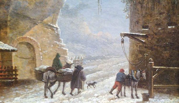 César Van LOO (Attribué à) - Porte de ville en ruine près d'une forge