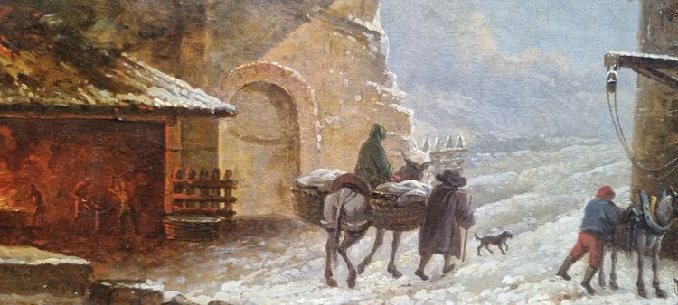 César Van LOO (Attribué à) - Porte de ville en ruine près d'une forge