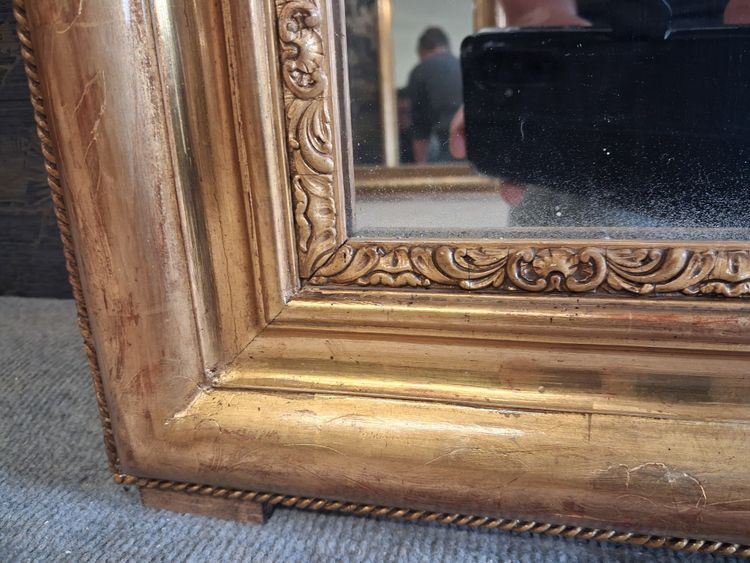 Louis Philippe period mirror, 161 x 90 cm, with pediment