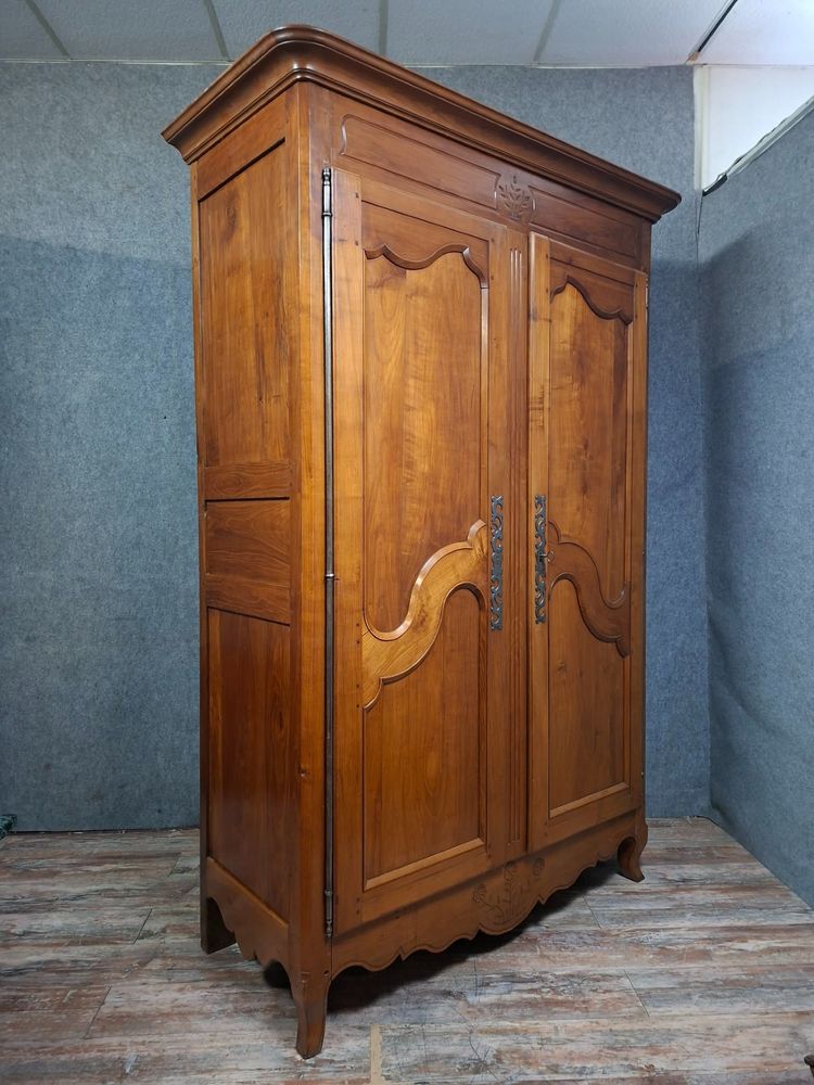 solid cherry wood wardrobe, late 18th - early 19th century