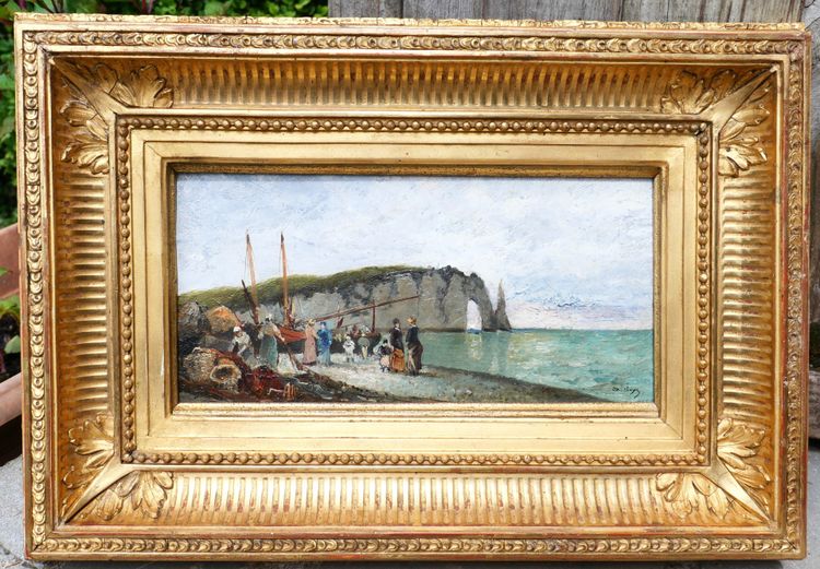 Auguste Louis Duthoya de Kervaladec 1831-1882 Etretat, landscape, painting circa 1870 Normandy