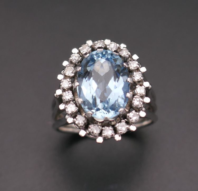 Aquamarine and Diamond Ring.