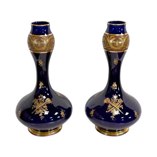 Pair of Fine Earthenware Vases, Jaget & Pinon - Early 20th Century