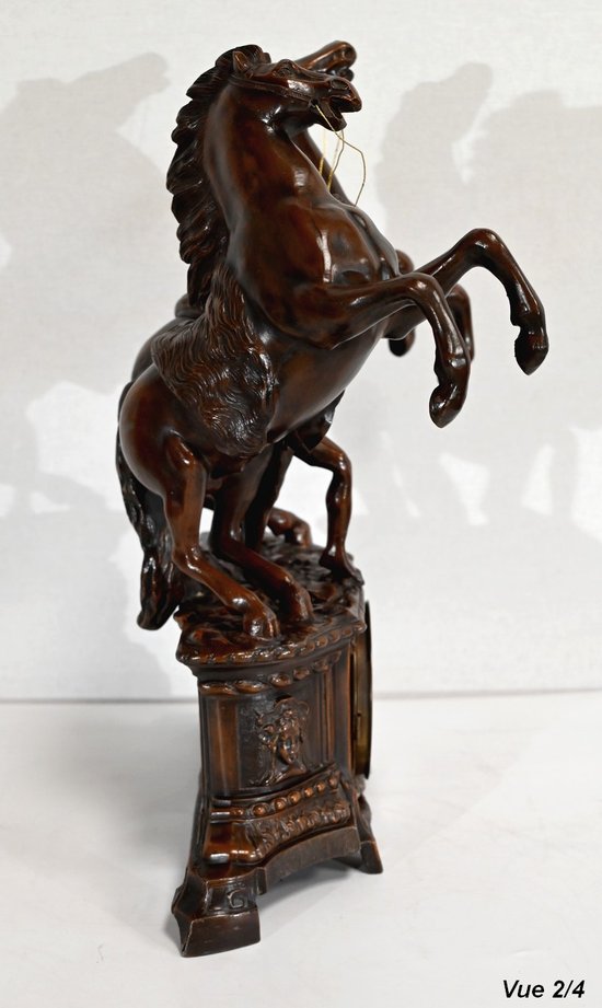 “Les Chevaux de Marly” fireplace set, after G. Coustou – Early 20th century
