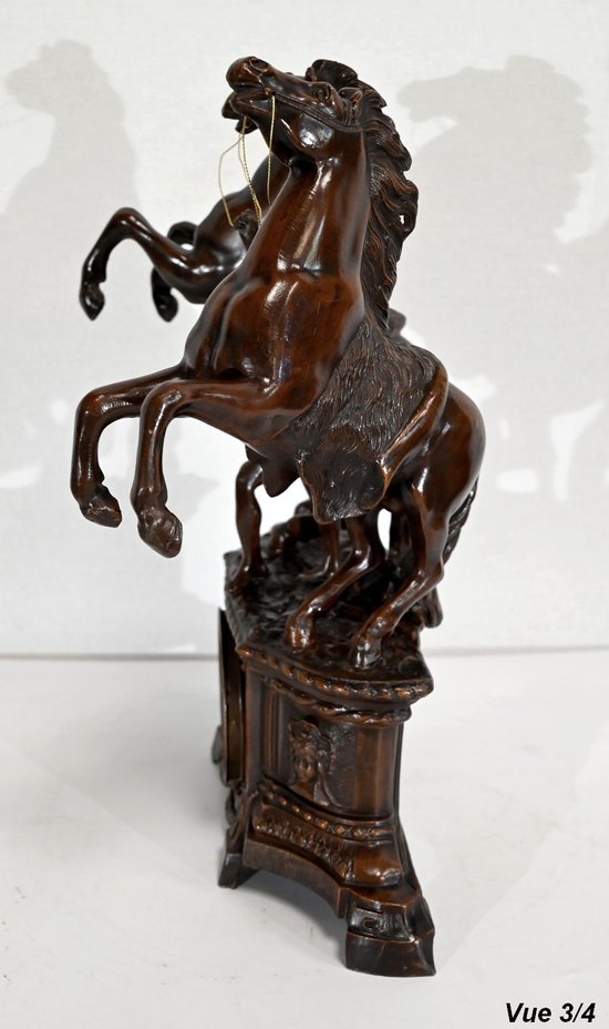 “Les Chevaux de Marly” fireplace set, after G. Coustou – Early 20th century