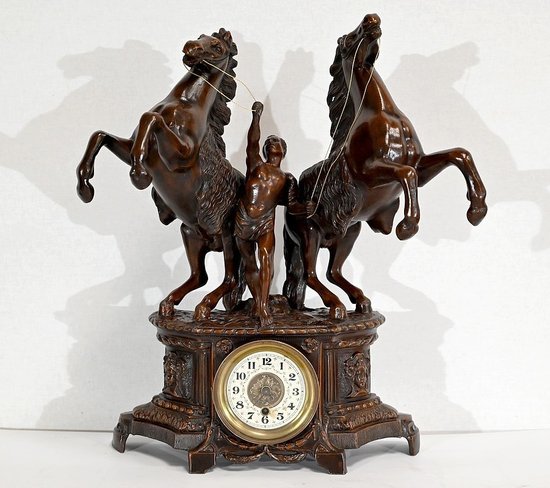 “Les Chevaux de Marly” fireplace set, after G. Coustou – Early 20th century