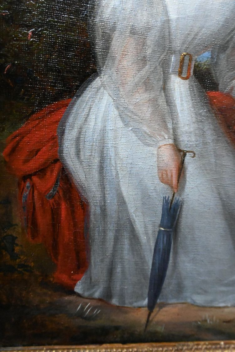 Charming painting XIX portrait of a young woman