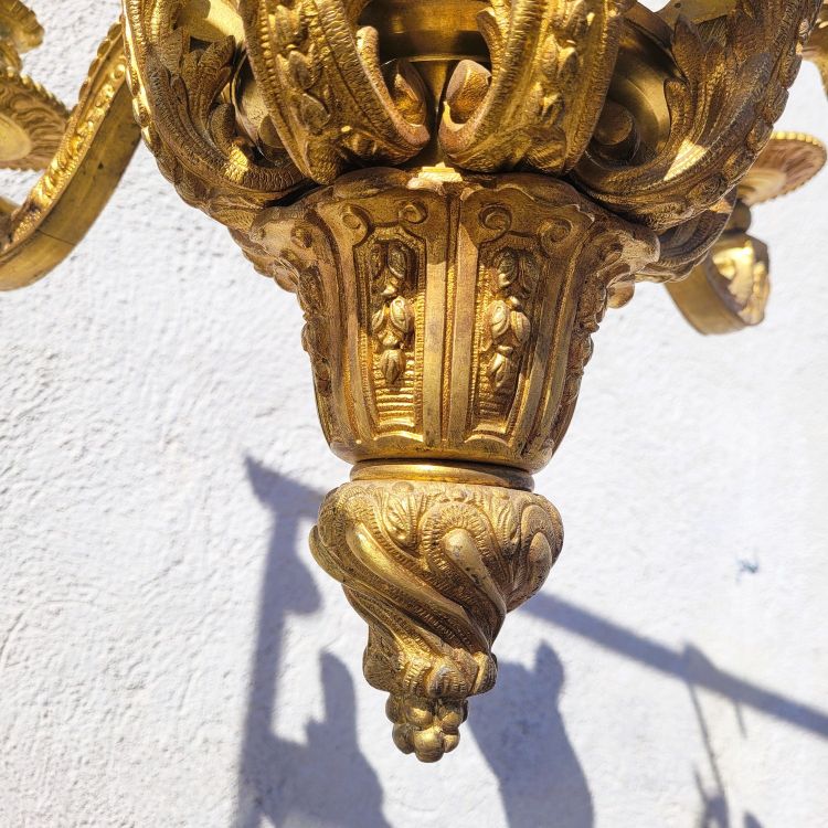 Mazarin bronze chandelier, H72cm, early 20th century