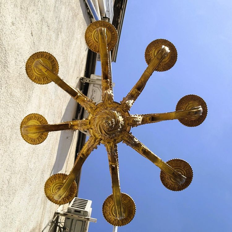 Mazarin bronze chandelier, H72cm, early 20th century