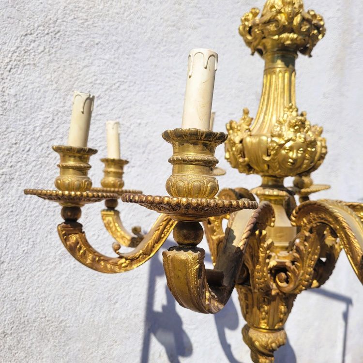 Mazarin bronze chandelier, H72cm, early 20th century