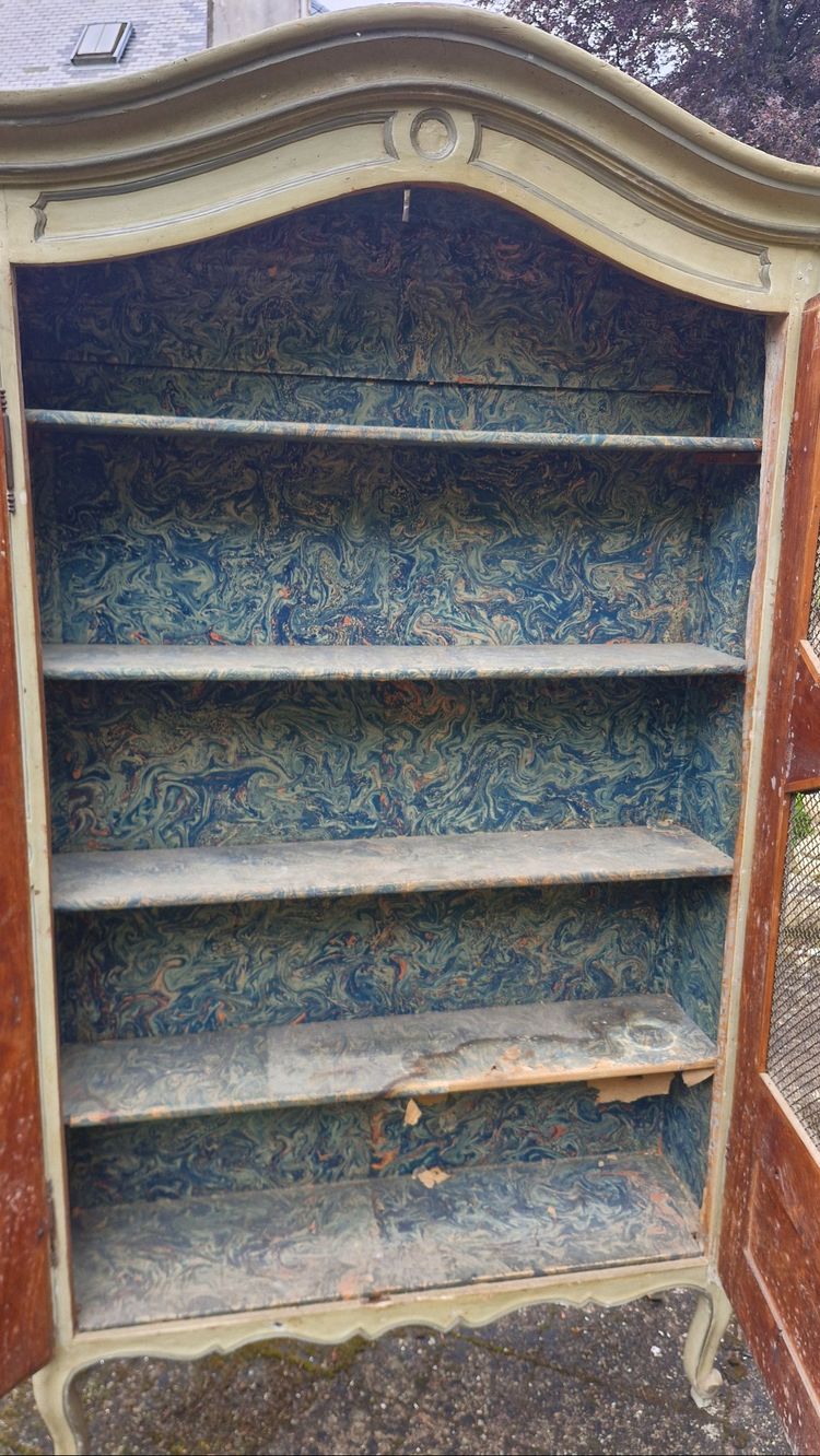 19th century painted fir wood bookcase
