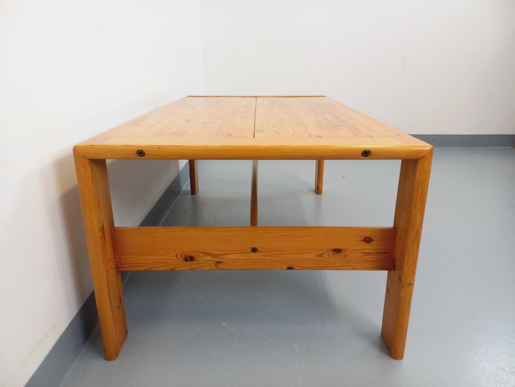 Grande table basse vintage en pin massif des années 70 80