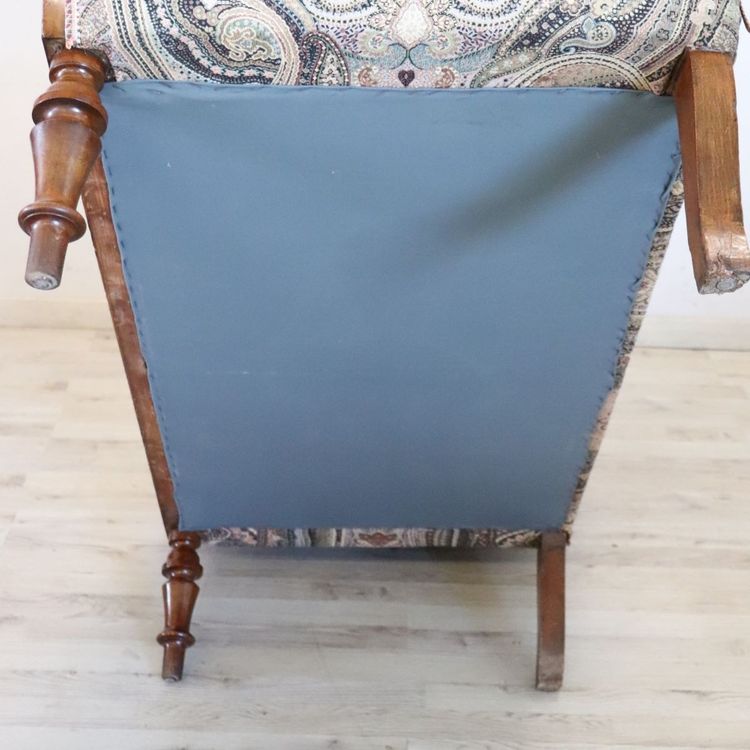 Antique Sofa or Chaise Longue in Walnut, Italy 19th Century