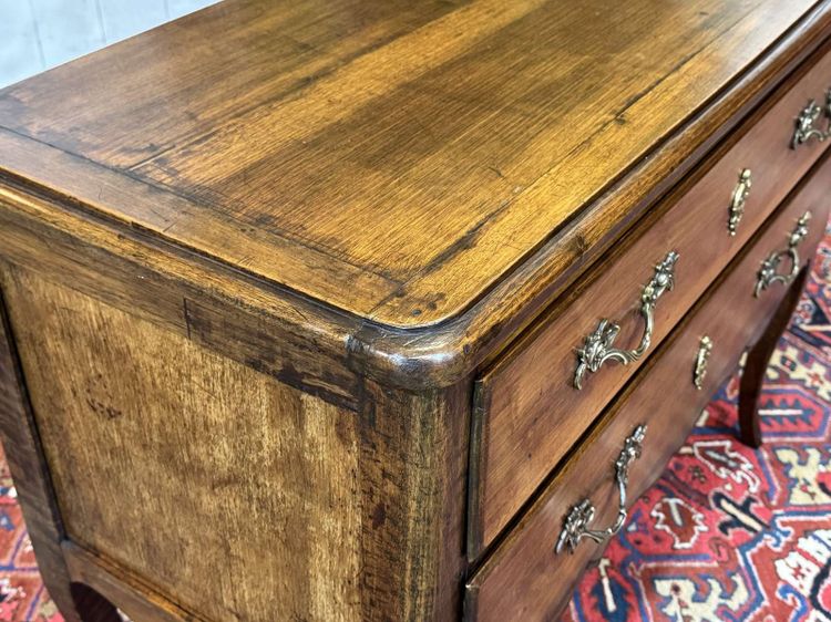 Louis XV style late 19th century 2-drawer chest in walnut and poplar