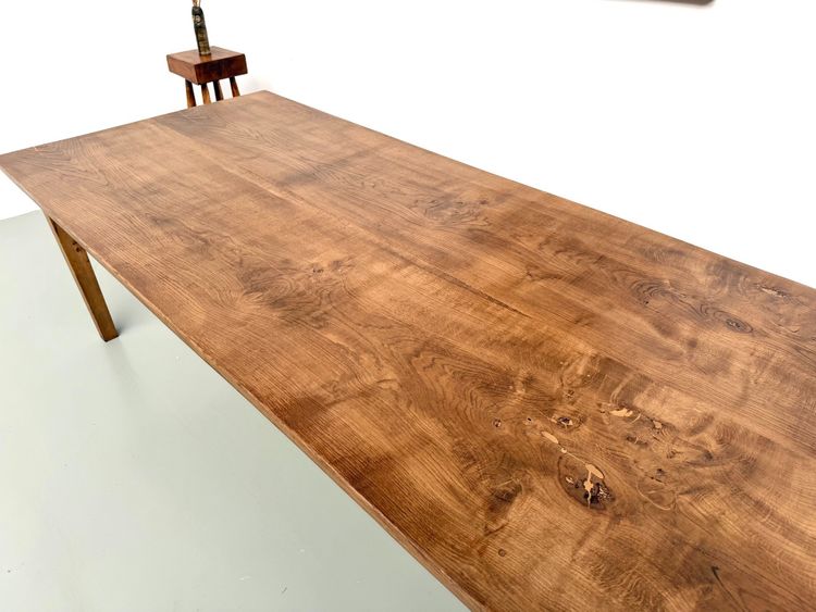 Very large farm table in solid oak, 1950s - L300 cm