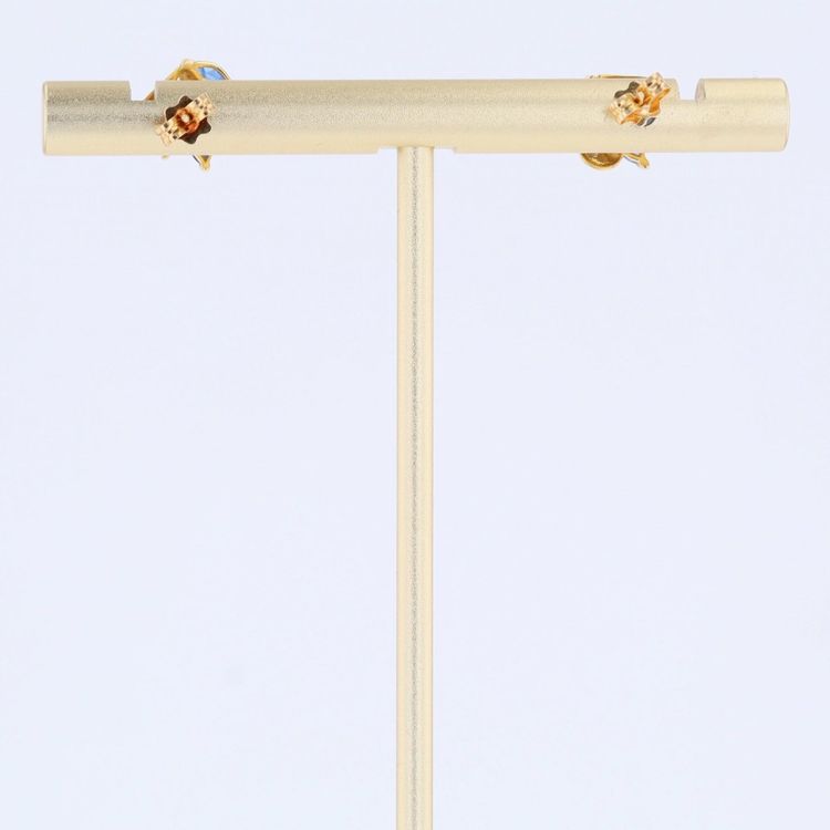 Puces d'oreilles or jaune diamants saphirs navette