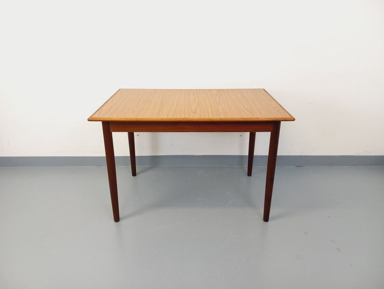 Rectangular Scandinavian-style vintage dining table in teak and melamine from the 50s and 60s