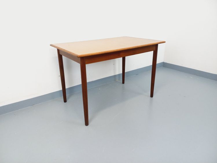Rectangular Scandinavian-style vintage dining table in teak and melamine from the 50s and 60s