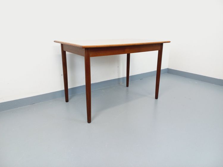 Rectangular Scandinavian-style vintage dining table in teak and melamine from the 50s and 60s