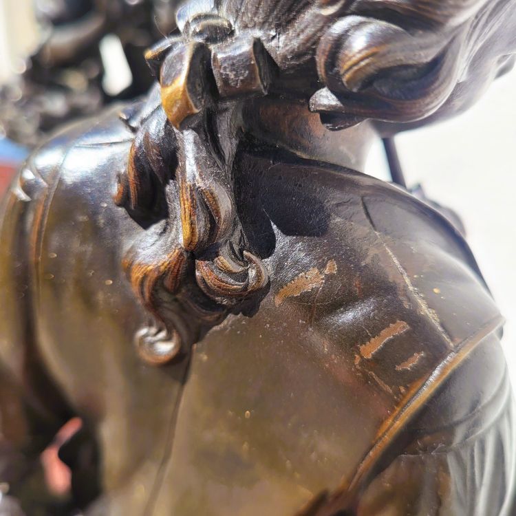 Couple of gallants in bronze, H 31cm, 19th century