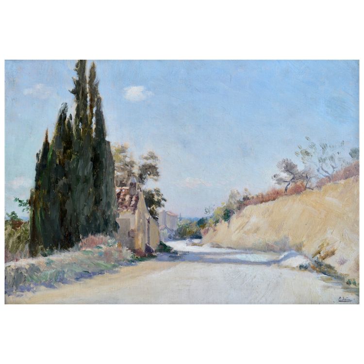 SAÏN Paul (1853-1908)  "Une route en Provence "  Avignon Alpilles Villeneuve Paris