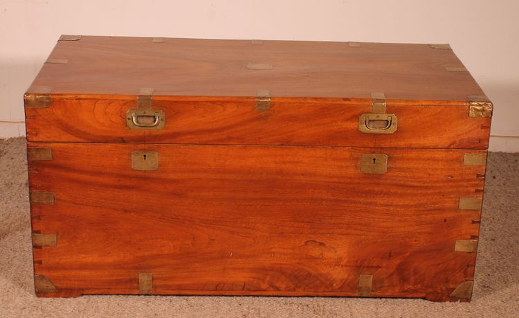 Near Pair Of 19th Century Marine Chests With Double Locks