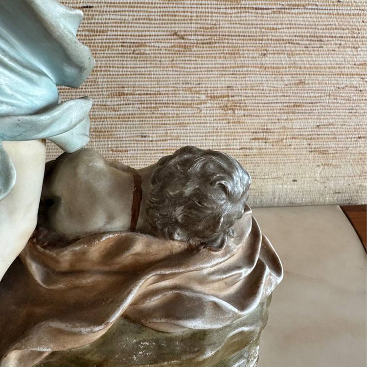 Importante gruppo in porcellana di Capodimonte raffigurante Mercurio e Argo
