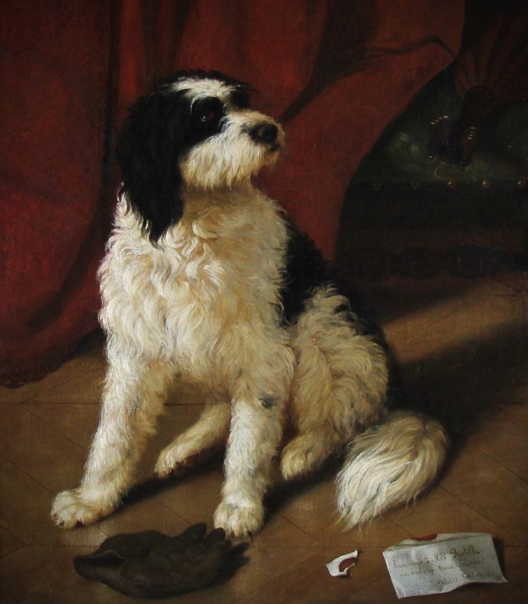 Portrait of a Sitting Dog, French Oil Painting, 19th Century, Signed and dated 1860