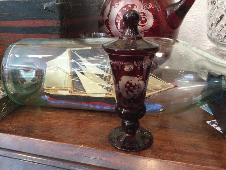 Miniature candle-holder, Bohemian crystal